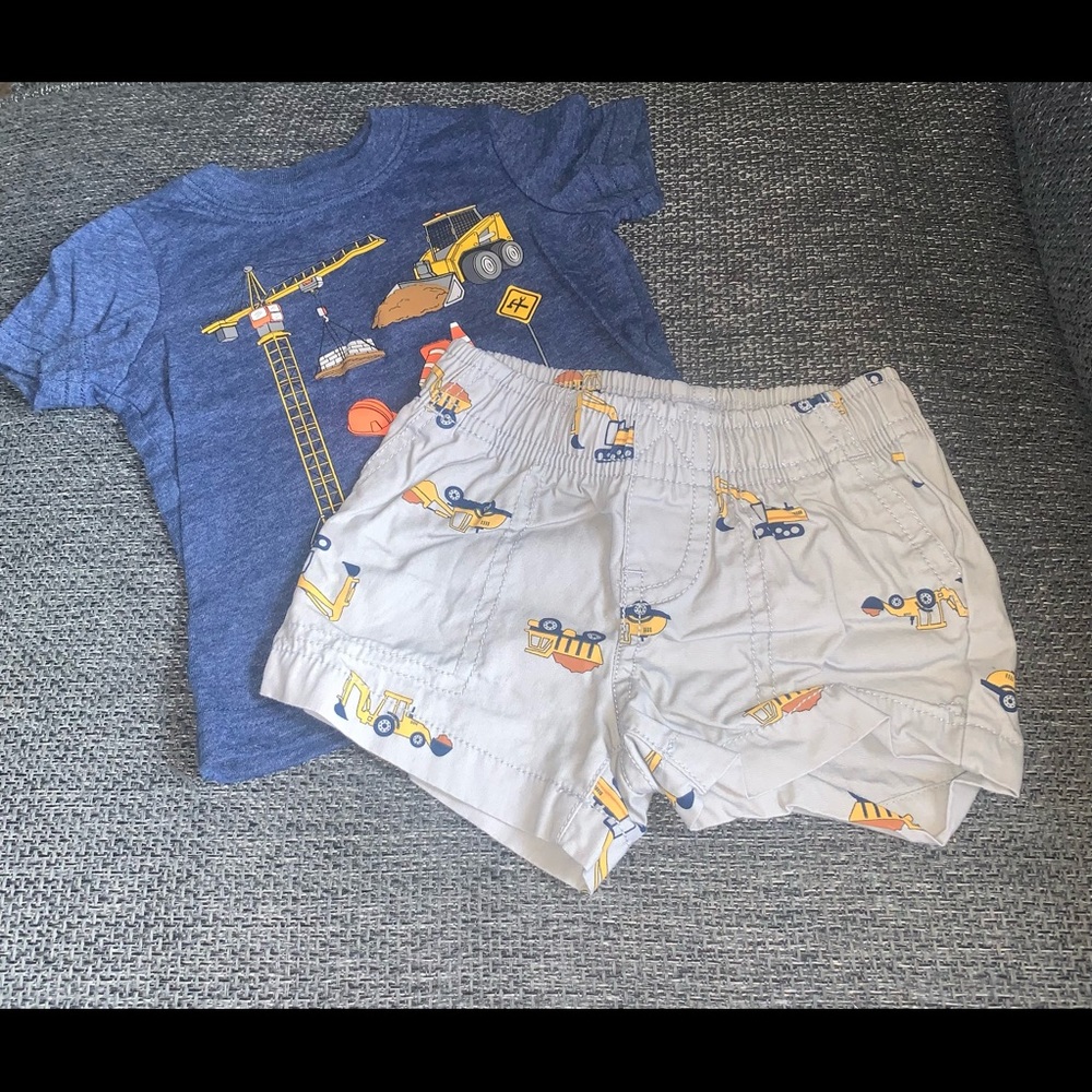 Carter’s baby boy construction 2 Pc shorts and shirt set